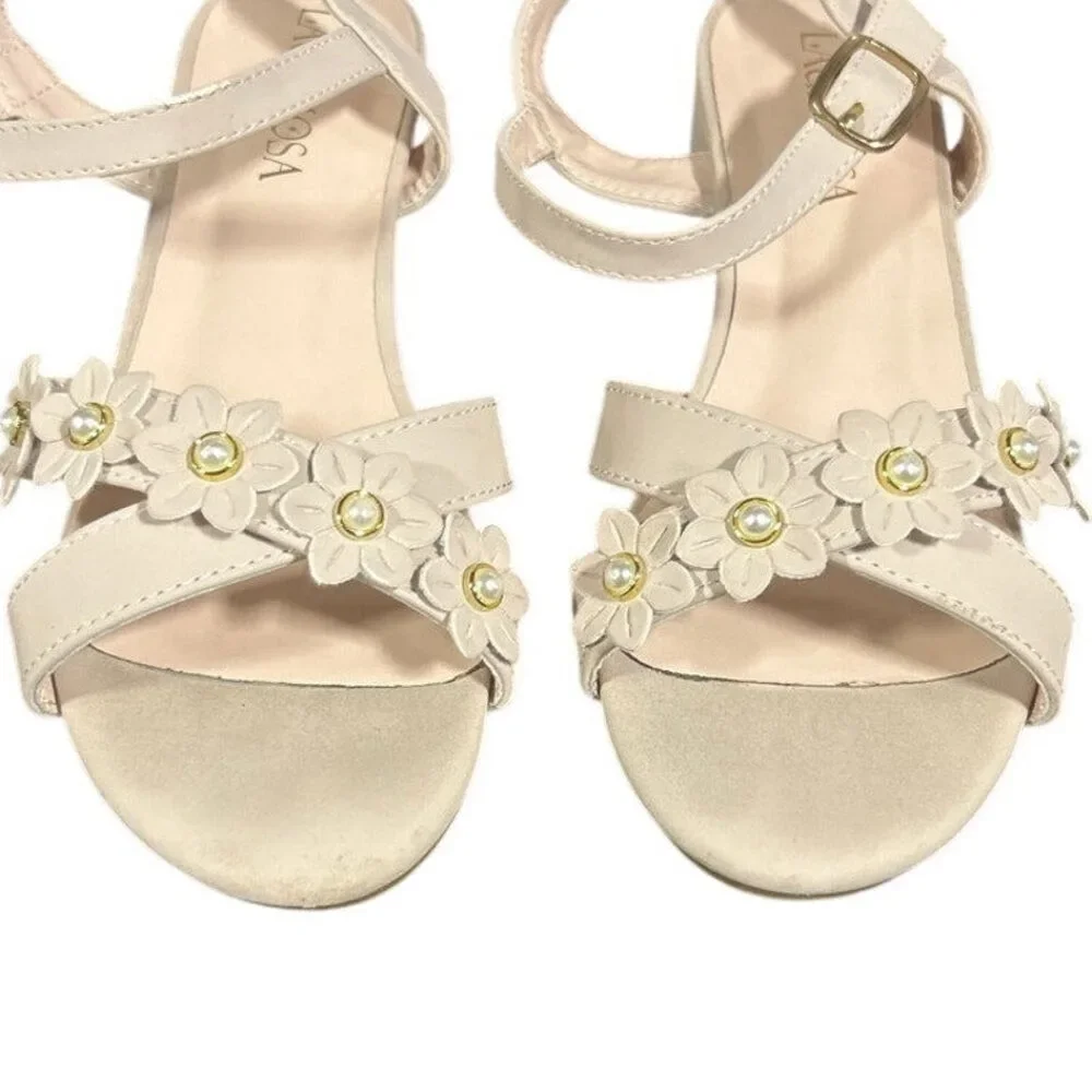 Laurmosa Girls Size 4 Pinky Tan Open Toe 1